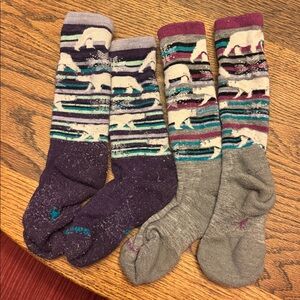 Smartwool 2 pair kids socks merino wool polar bear L fits size big kid 3-6